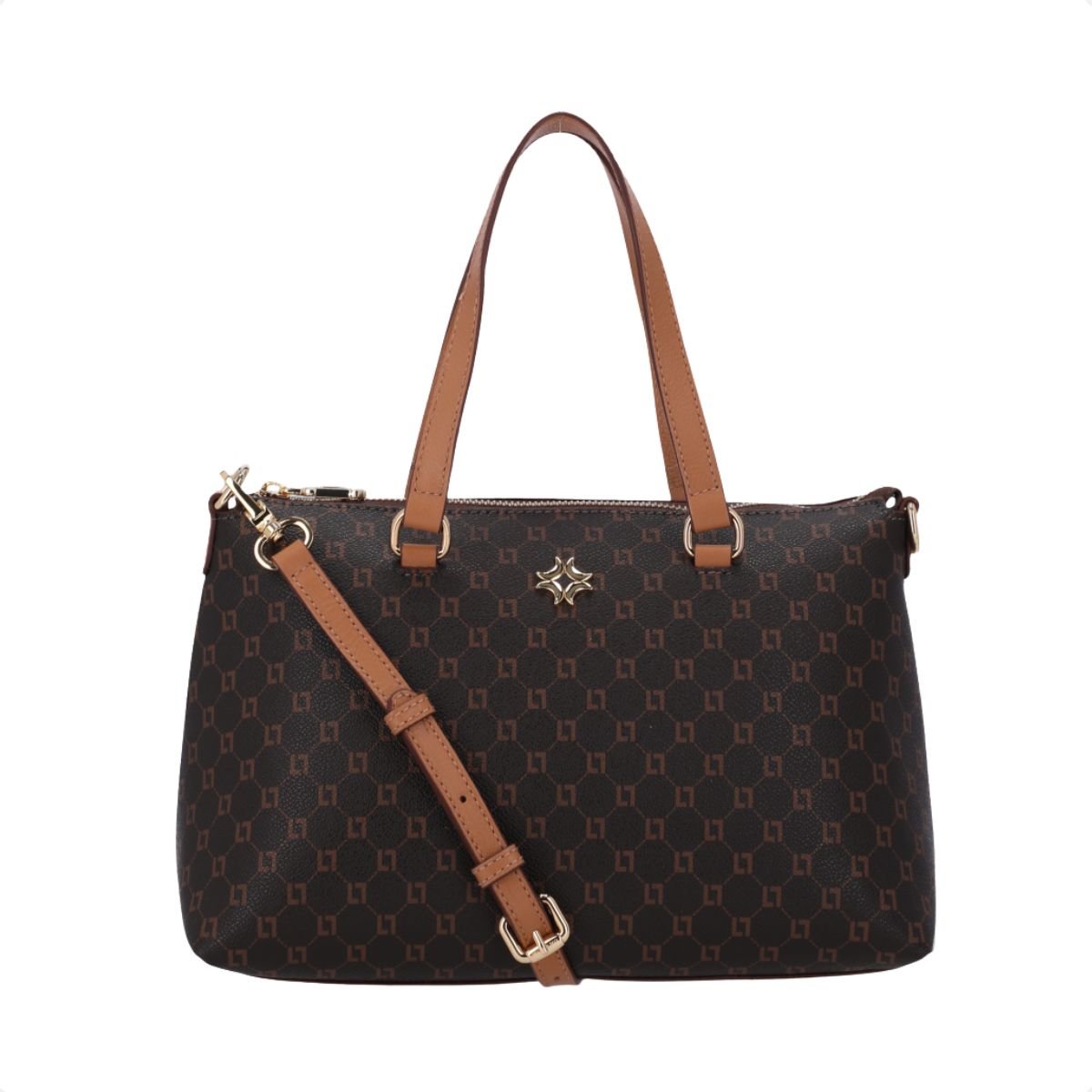 Bolsa Feminina Tote Grande Monograma Luz Da Lua Marrom