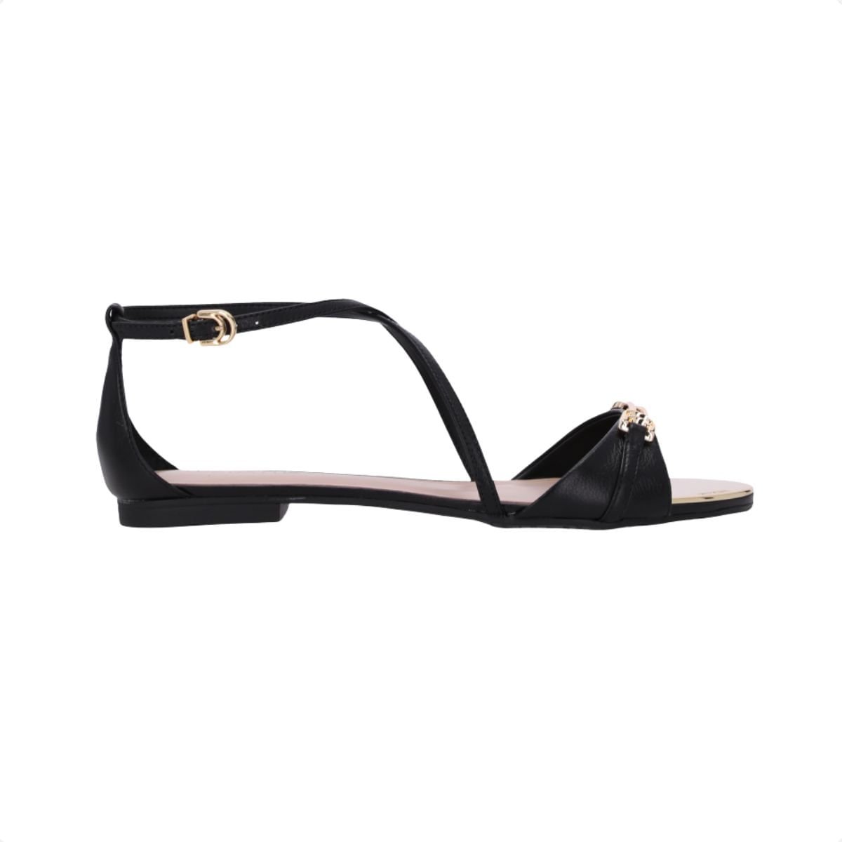 Sandália Feminina Rasteira Luz Da Lua Preta