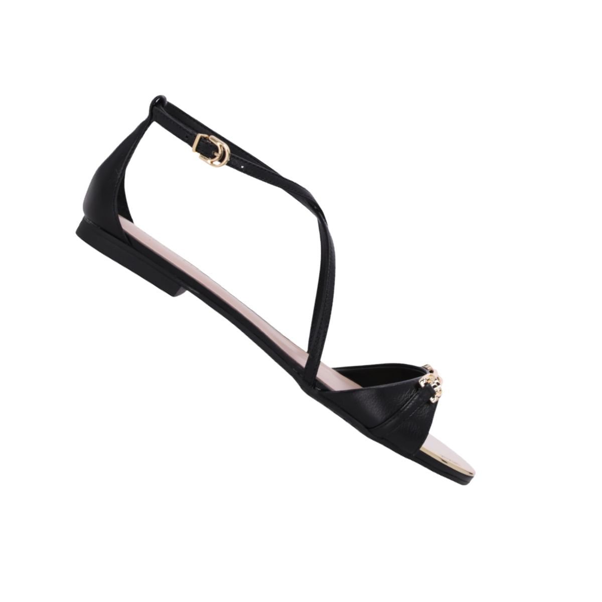 Sandália Feminina Rasteira Luz Da Lua Preta Preto 6