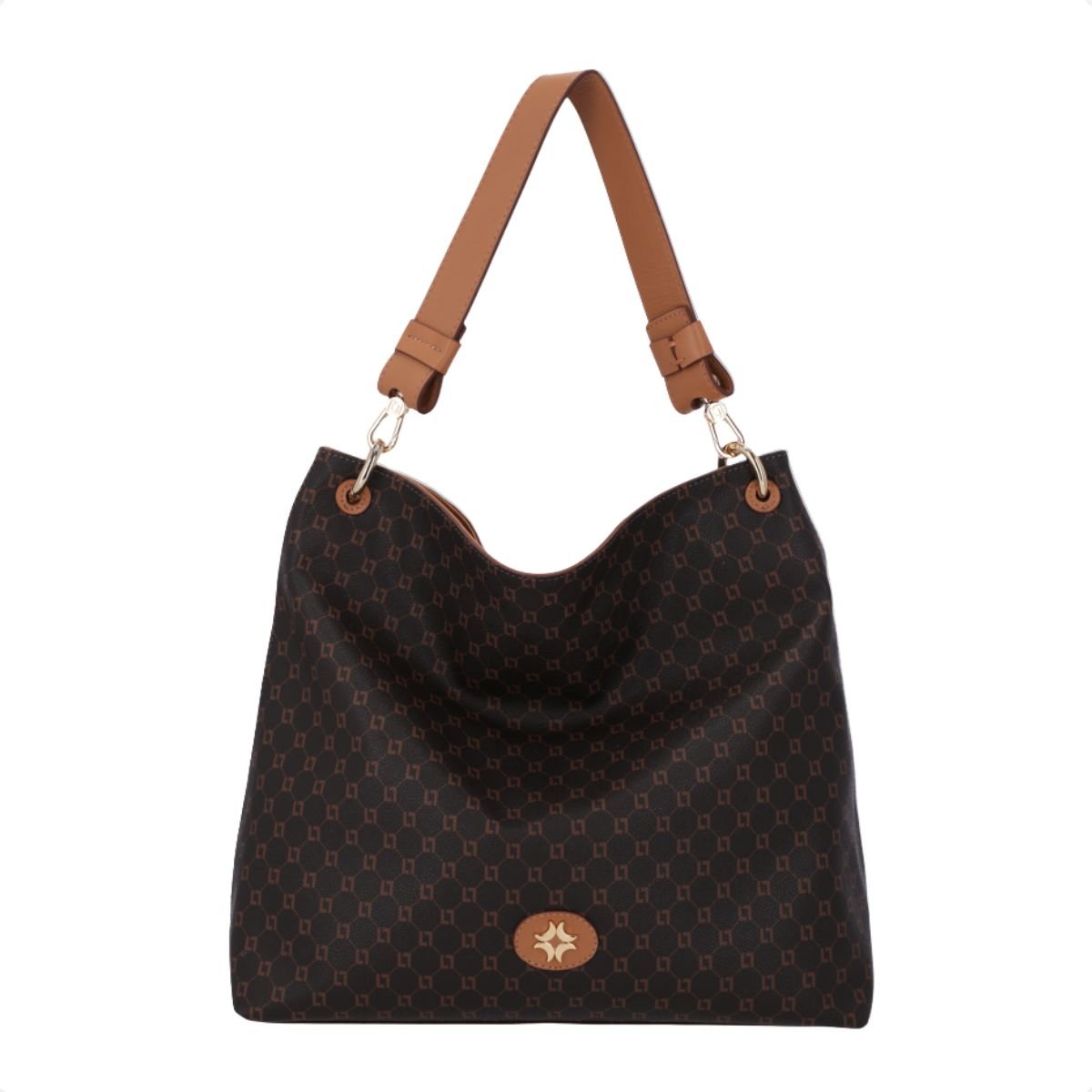 Bolsa Feminina Hobo Grande Monograma Luz Da Lua Marrom
