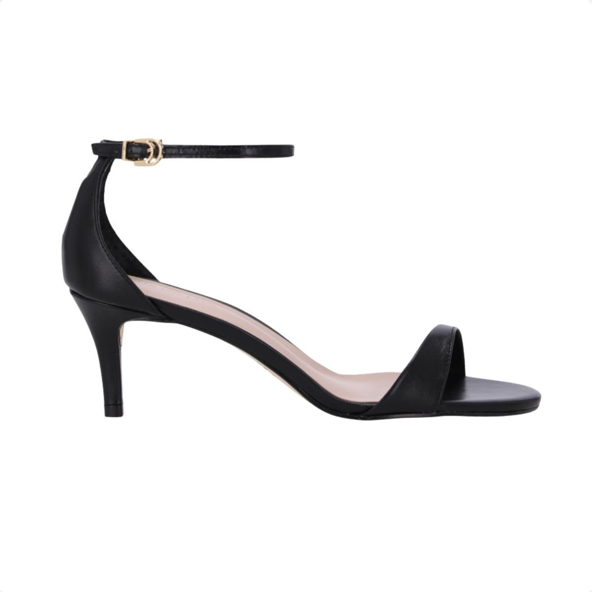 Sandália Feminina Salto Médio Fino Luz Da Lua Preta