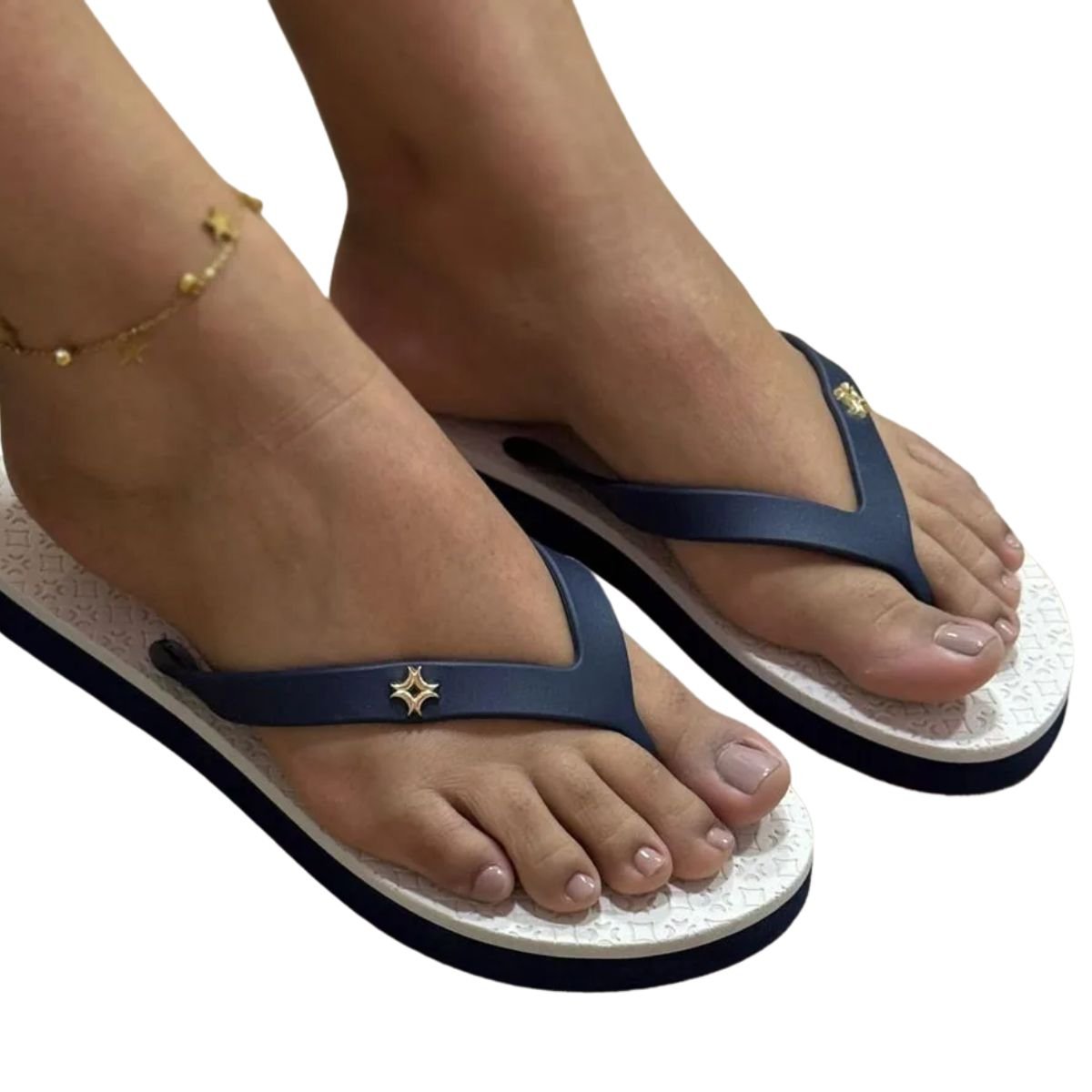 Chinelo Feminino Dedo Luz Da Lua Azul Preto 3