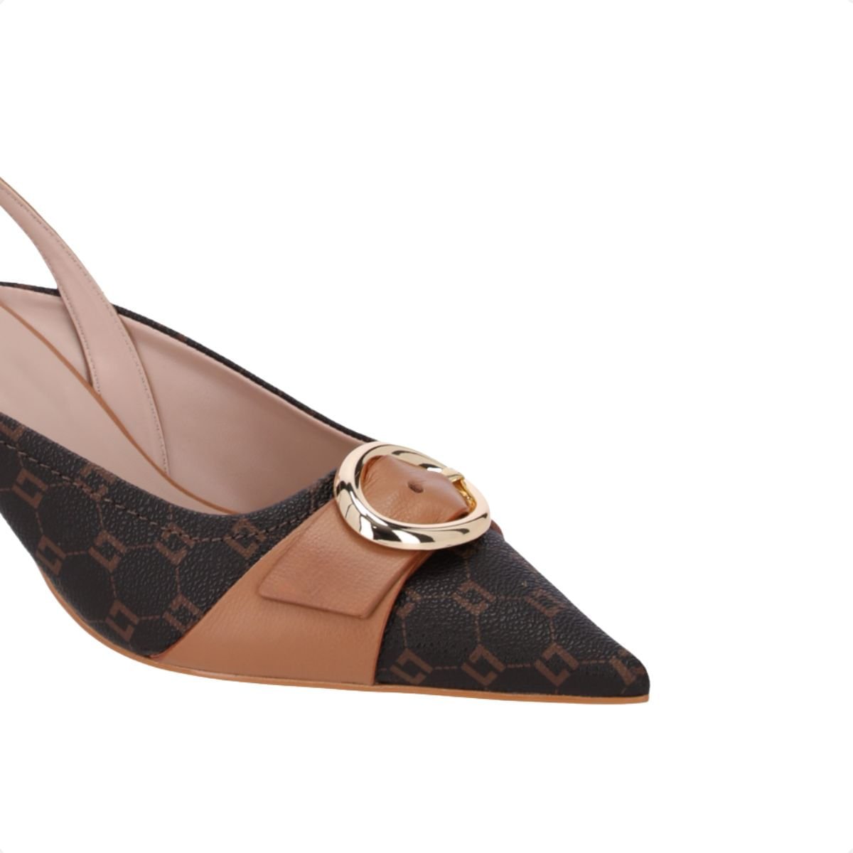 Sapato Feminino Slingback Monograma Mocca Luz Da Lua Marrom 2