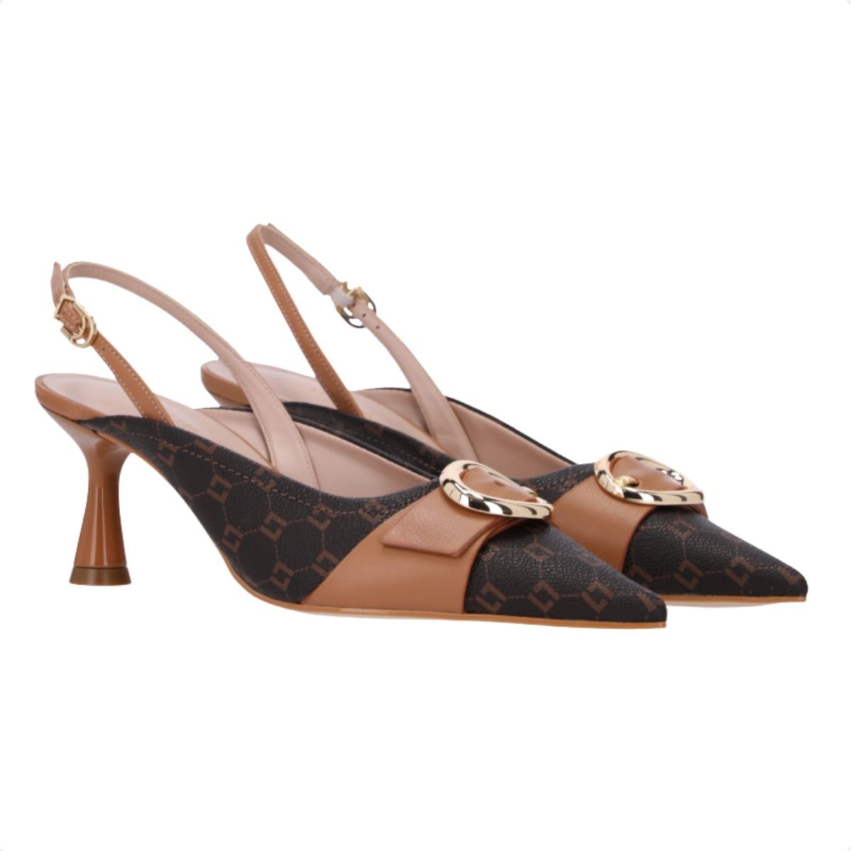 Sapato Feminino Slingback Monograma Mocca Luz Da Lua Marrom 4