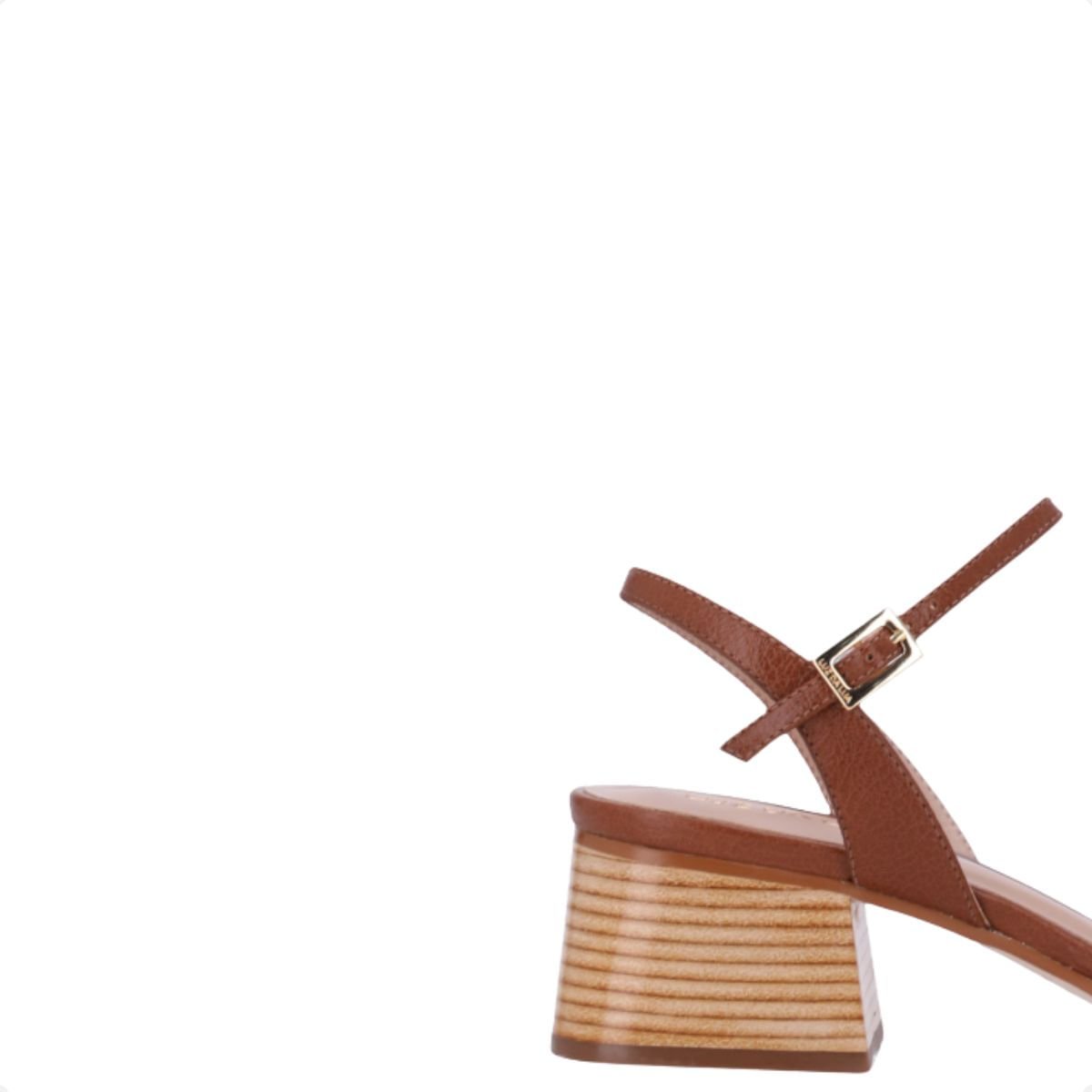 Sandália Feminina Salto Médio Bloco Couro Luz Da Lua Marrom 6