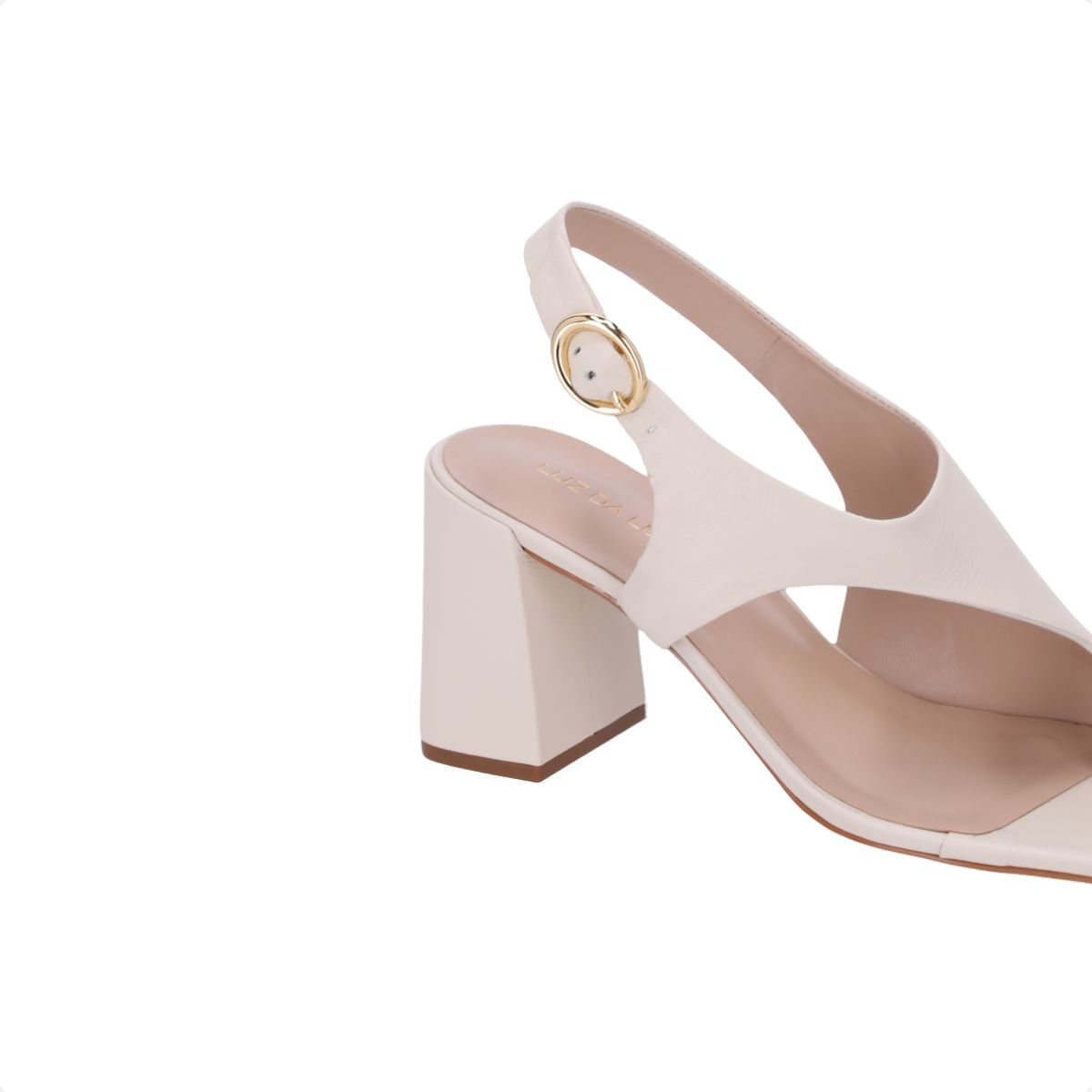 Sandália Feminina Salto Alto Grosso Luz Da Lua Aplique Off White 2