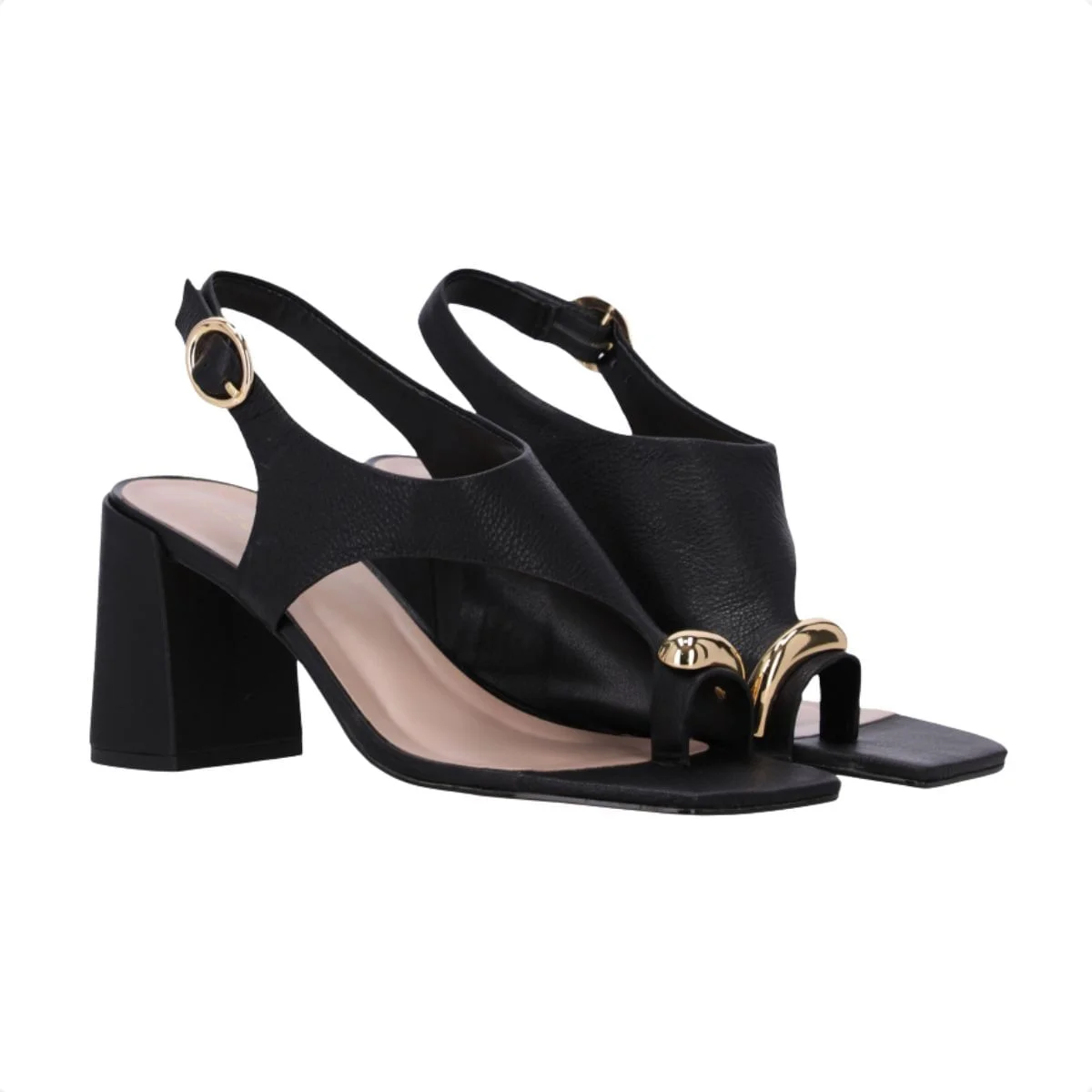 Sandália Feminina Salto Alto Grosso Luz Da Lua Preto 4