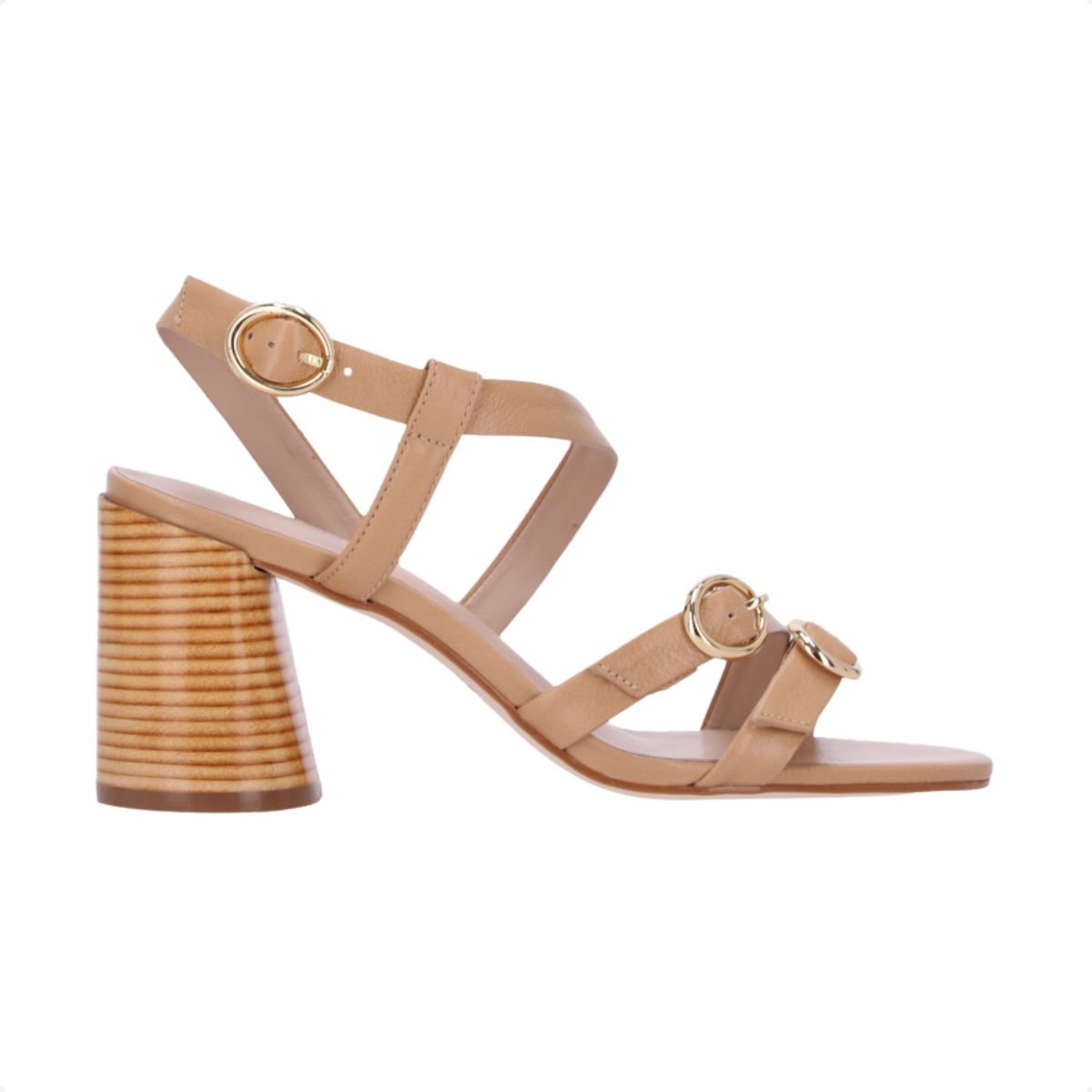 Sandália Feminina Salto Alto Grosso Luz Da Lua Bege 5