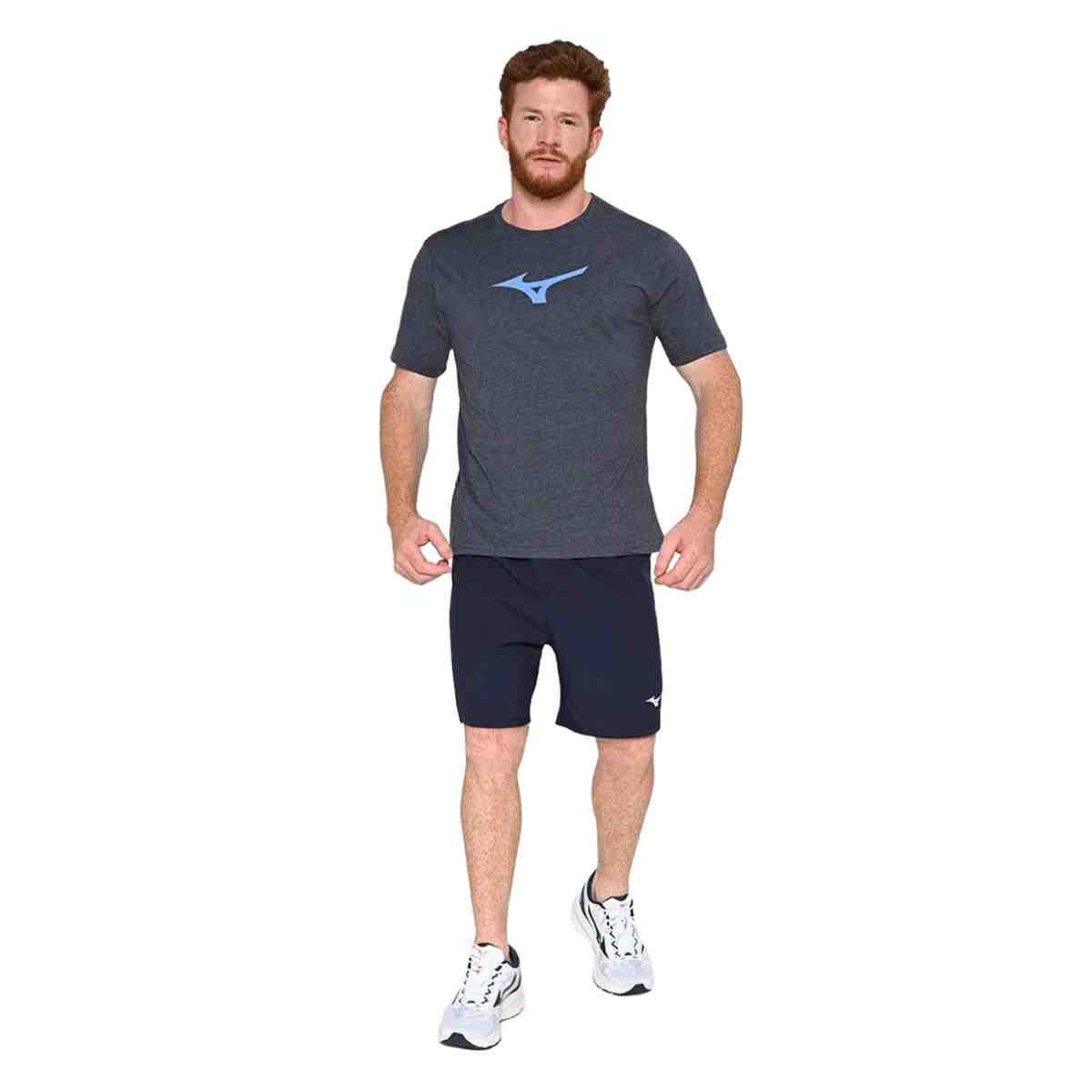 Camiseta Mascuilina Mizuno Lifestyle Azul Cinza 2