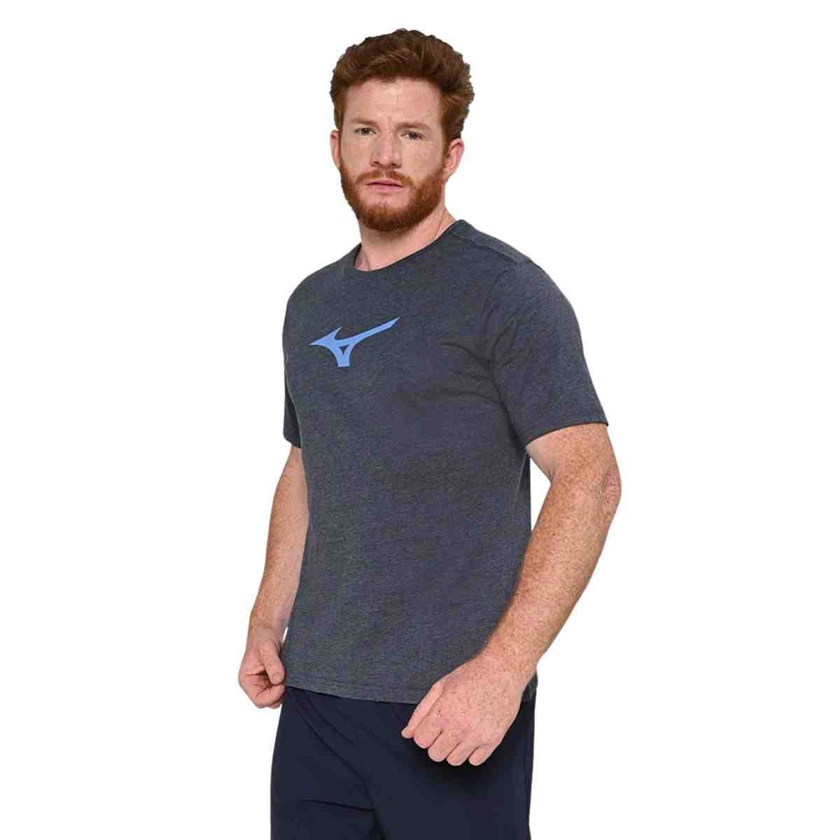 Camiseta Mascuilina Mizuno Lifestyle Azul Cinza 3