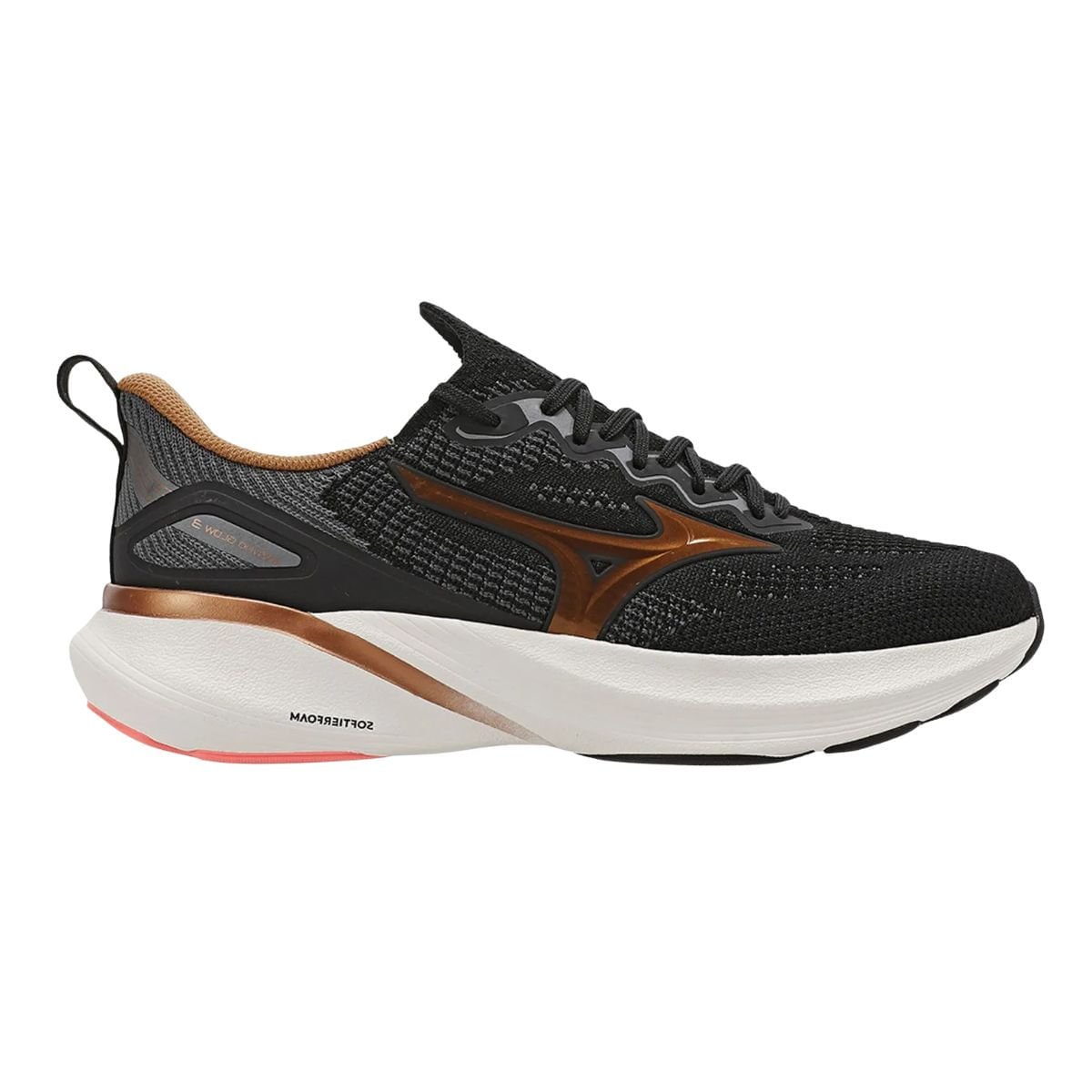 Tênis Corrida Feminino Mizuno Glow 3 Preto E Bronze
