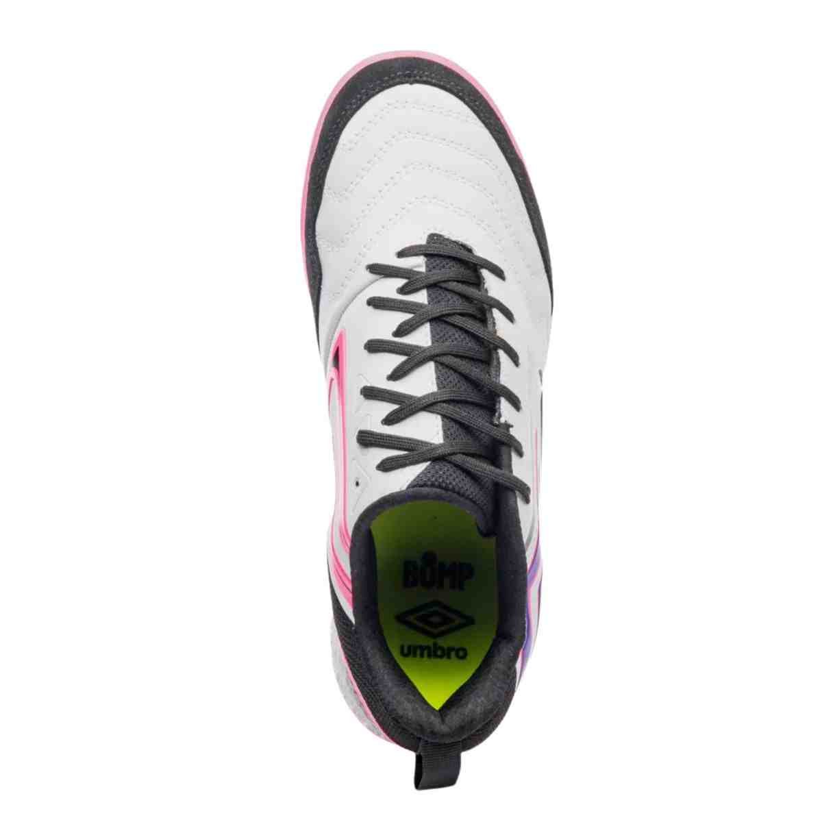 Chuteira Indoor Masculina Umbro Pro 5 Bump Branca E Rosa Branco 3