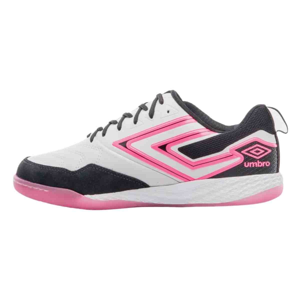 Chuteira Indoor Masculina Umbro Pro 5 Bump Branca E Rosa Branco 6