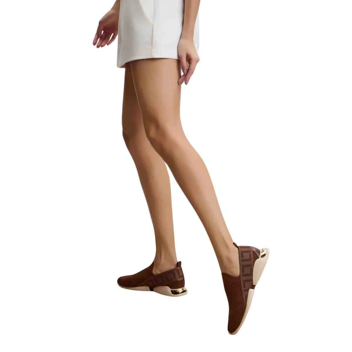 Tênis Moda Feminino Luz Da Lua Space Knit Marrom Marrom 4
