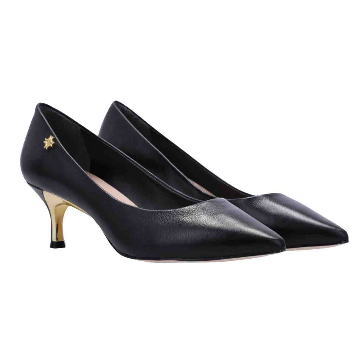 Sapato Feminino Salto Médio Fino Luz Da Lua Scarpin Preto Preto 2