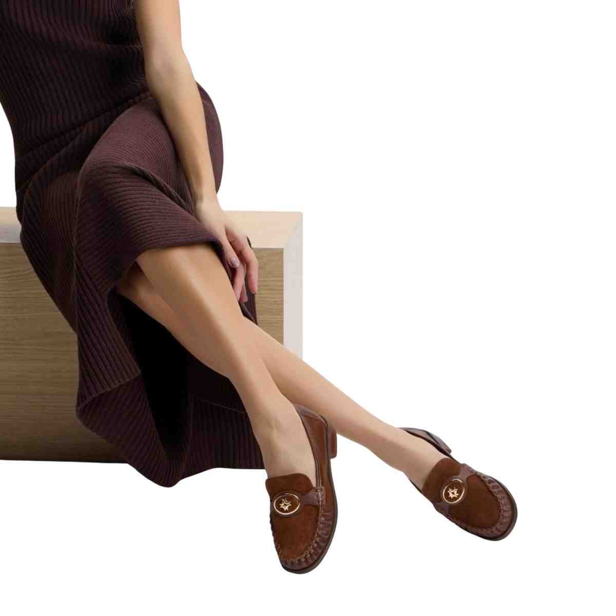 Sapato Feminino Mocassim Luz Da Lua Atacama Camuça Trufa Marrom 3