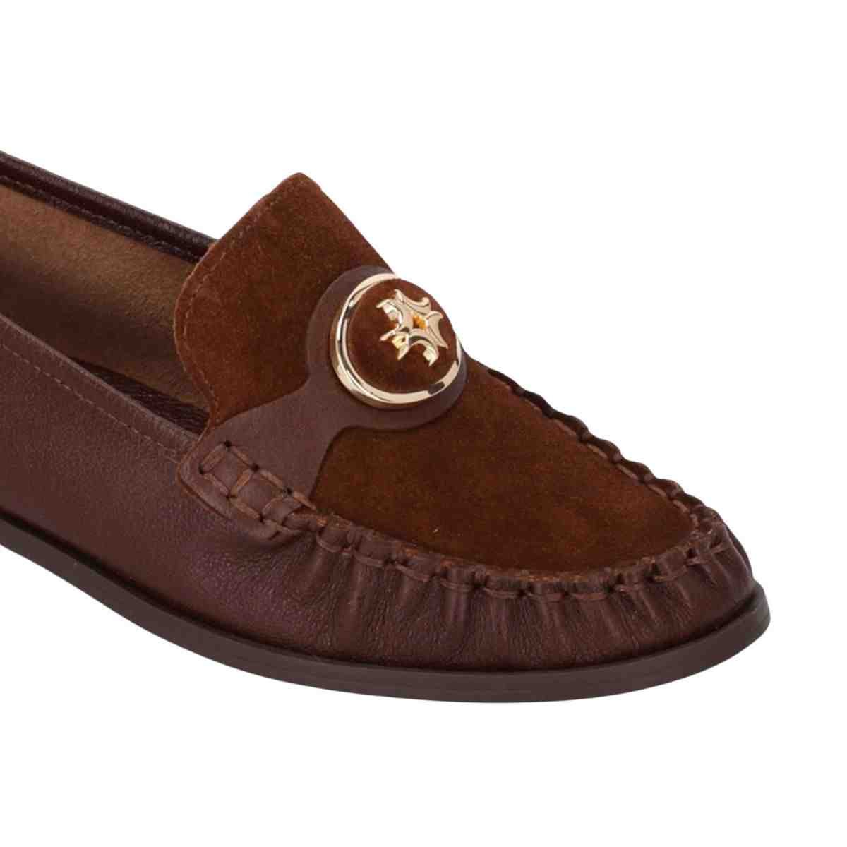 Sapato Feminino Mocassim Luz Da Lua Atacama Camuça Trufa Marrom 4
