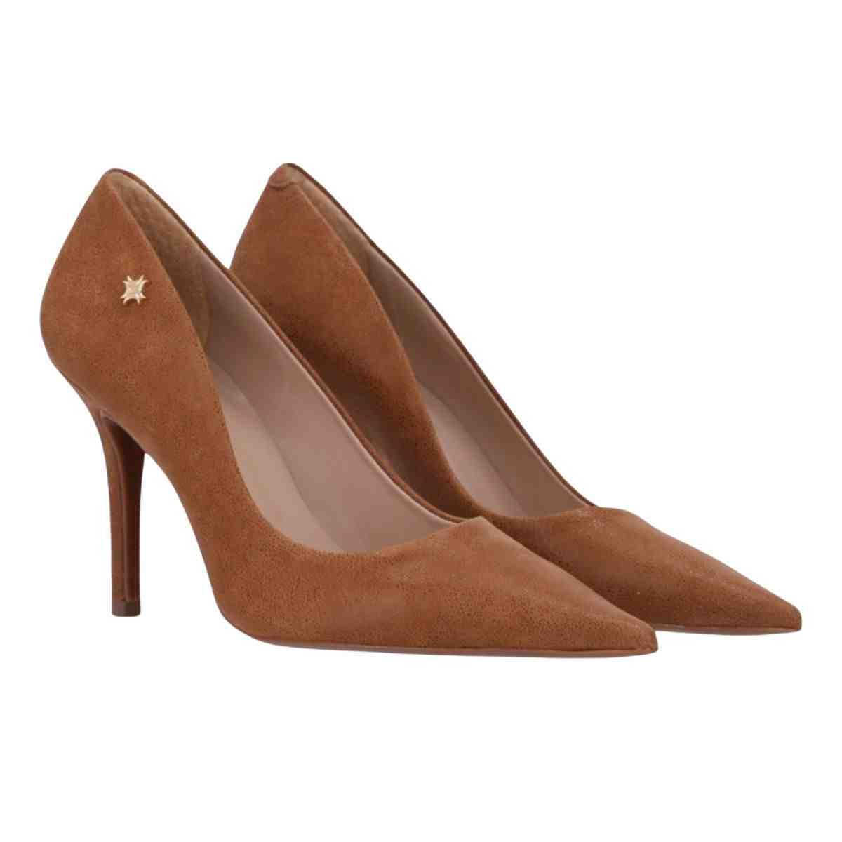 Sapato Feminino Salto Alto Fino Scarpin Luz Da Lua Arenito Canela Marrom 2