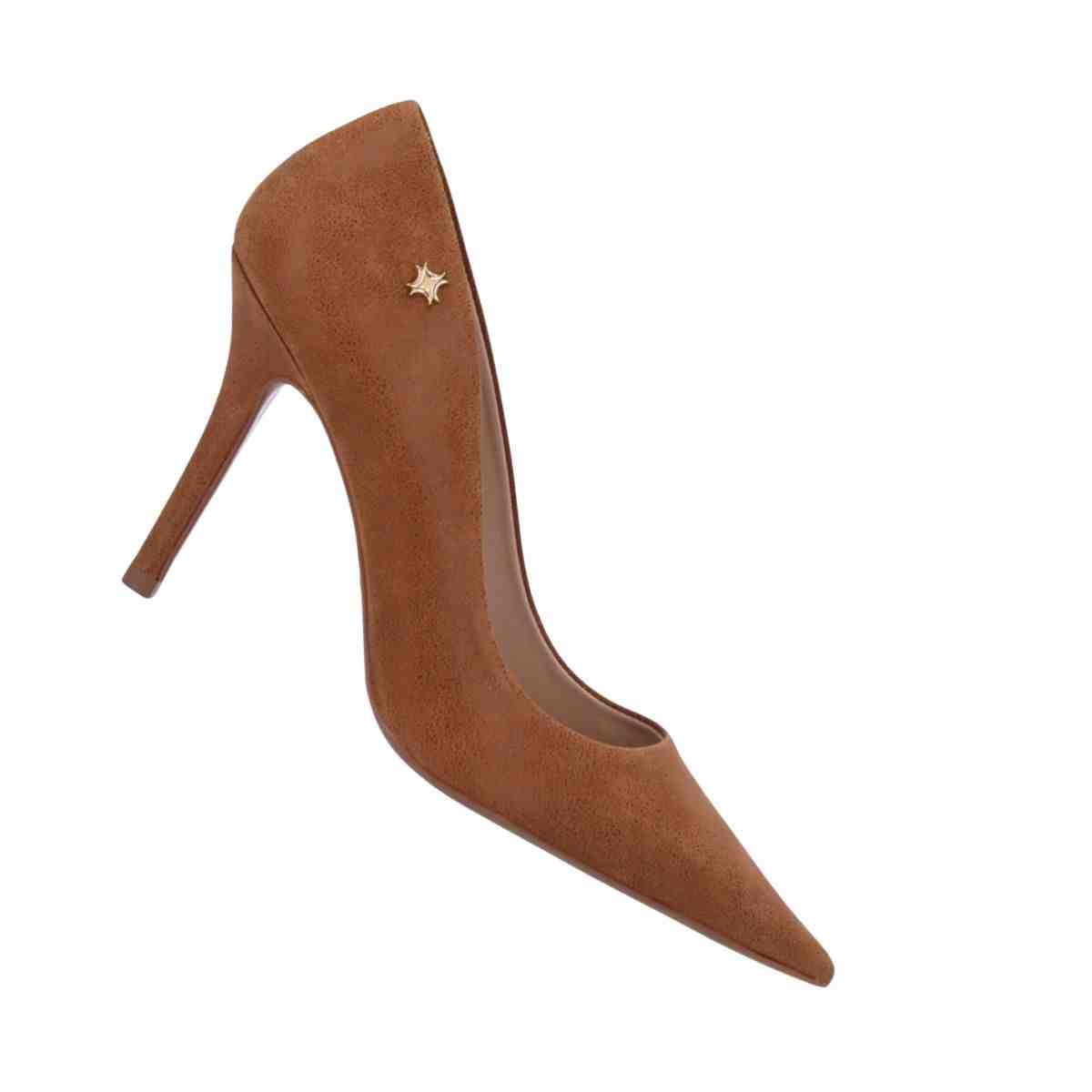 Sapato Feminino Salto Alto Fino Scarpin Luz Da Lua Arenito Canela Marrom 7