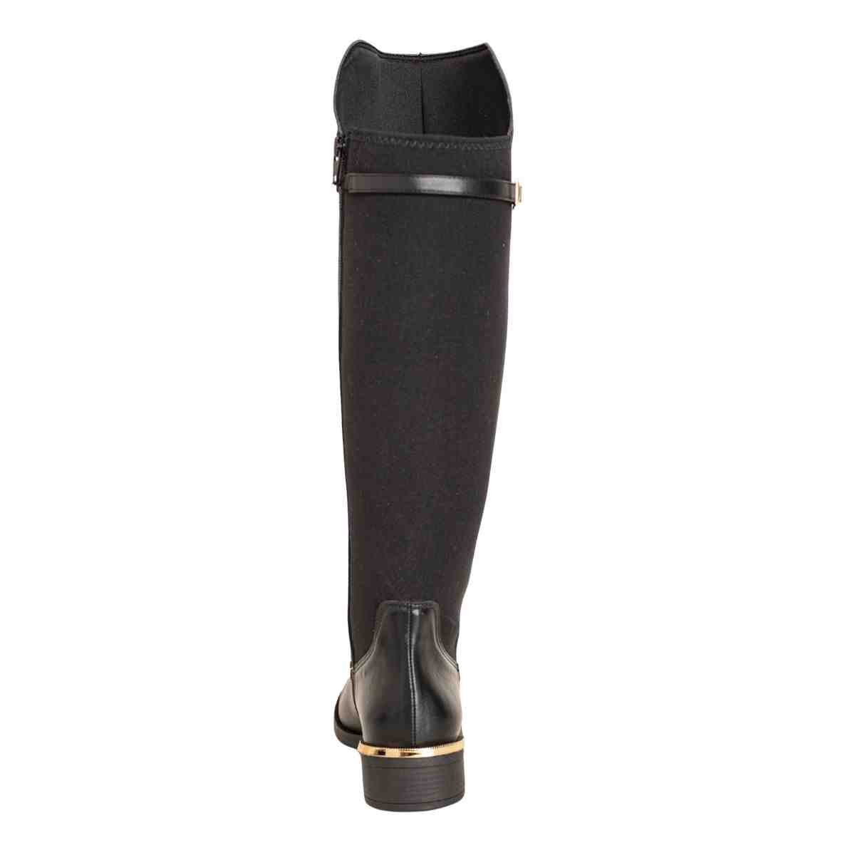 Bota Feminina Montaria Em Napa Rústica Com Lycra E Salto Preta Preto 4