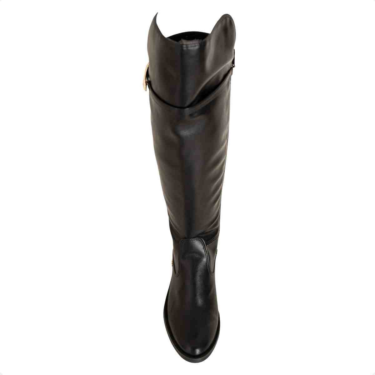 Bota Feminina Montaria Em Napa Rústica Com Lycra E Salto Preta Preto 6