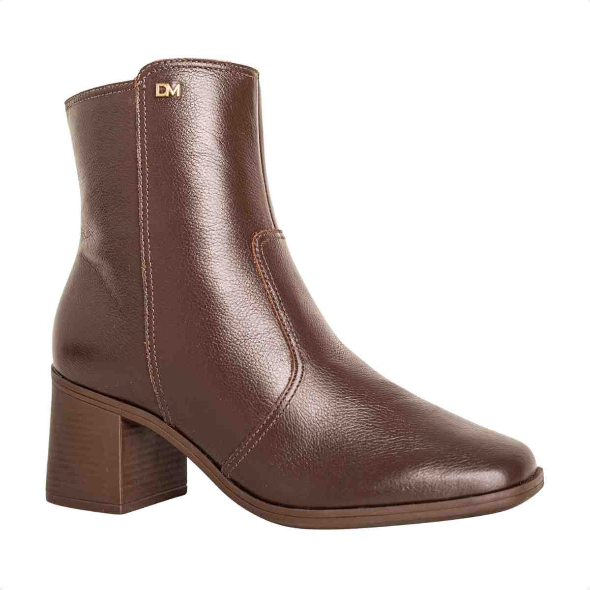 Bota Feminina Dm Com Salto Bloco Médio Torino Expresso Marrom 2