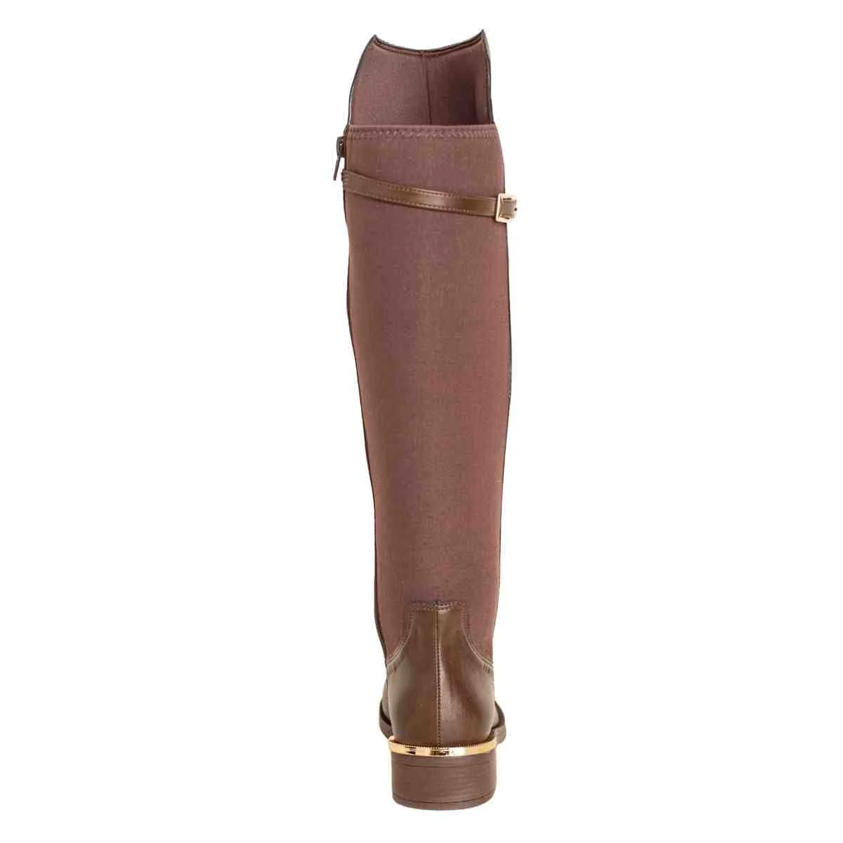 Bota Feminina Dm Montaria Em Napa Rústica Com Lycra E Salto Bloco Expresso Marrom 4
