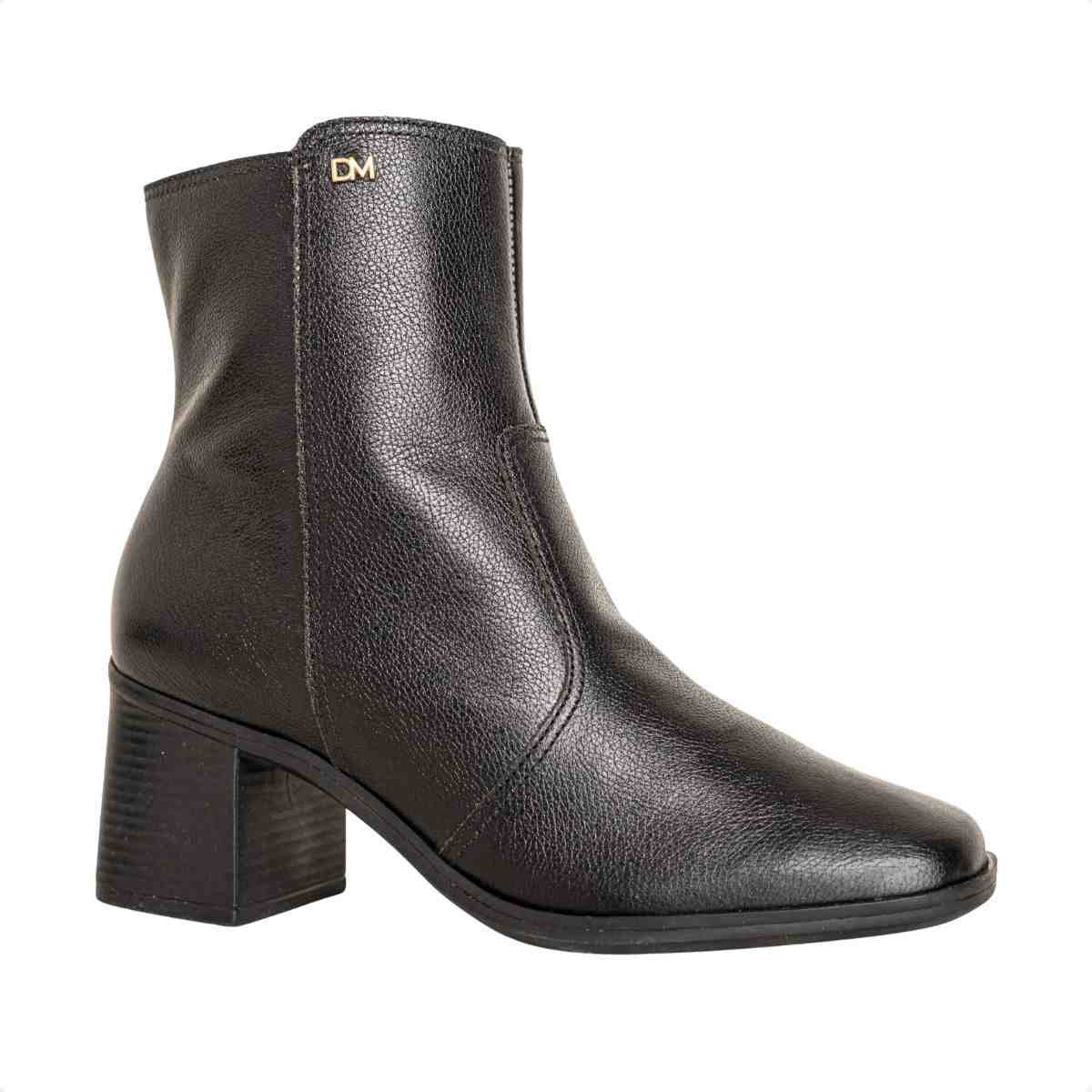 Bota Feminina Dm Com Salto Bloco Médio  Torino Preto Preto 2