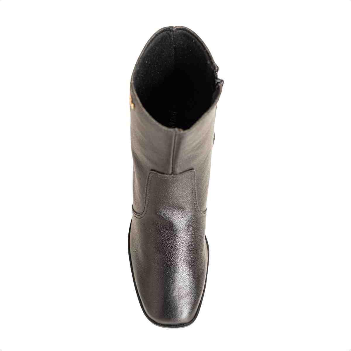 Bota Feminina Dm Com Salto Bloco Médio  Torino Preto Preto 6