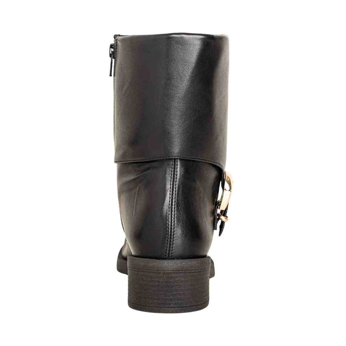 Bota Feminina Dm Em Napa Com Salto Baixo E Fivela Decorativa Preta Preto 4