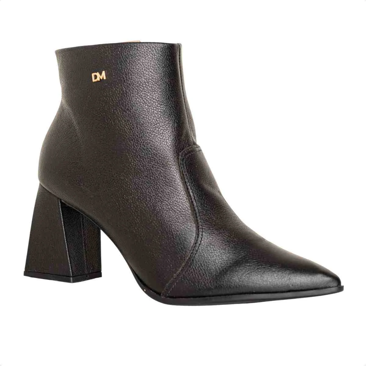 Bota Feminina Dm Com Salto Médio Bloco Torino Preto Preto 2
