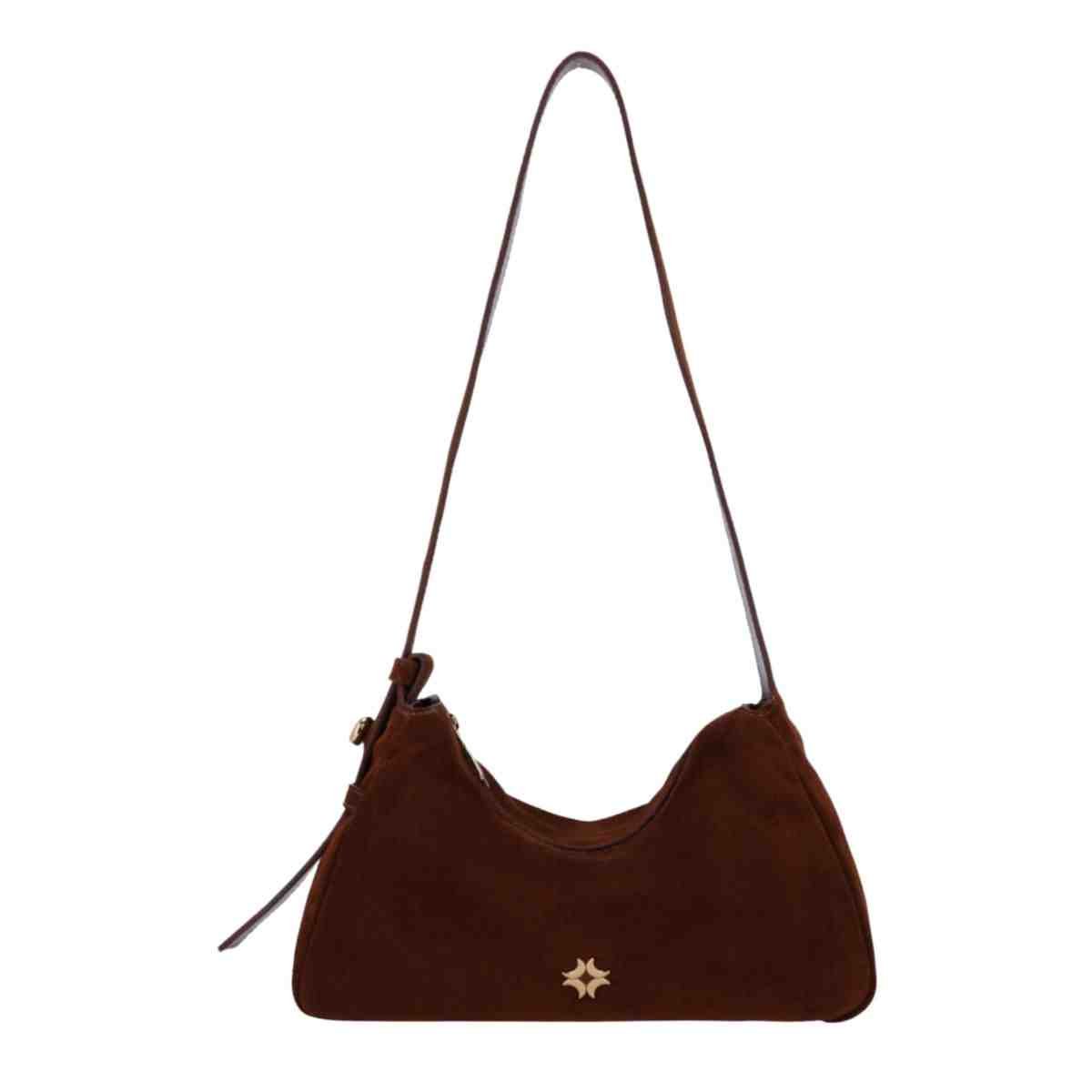 Bolsa Feminino Hobo Média Luz Da Lua Camurça Trufa