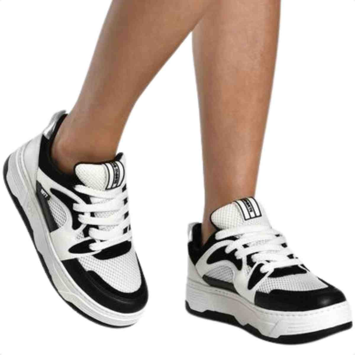 Tênis Moda Femenino Via Marte Casual Preto Branco Branco/Preto 2