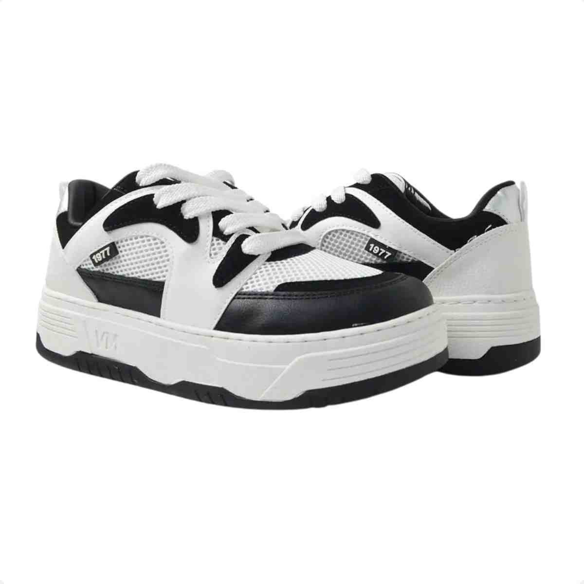 Tênis Moda Femenino Via Marte Casual Preto Branco Branco/Preto 7