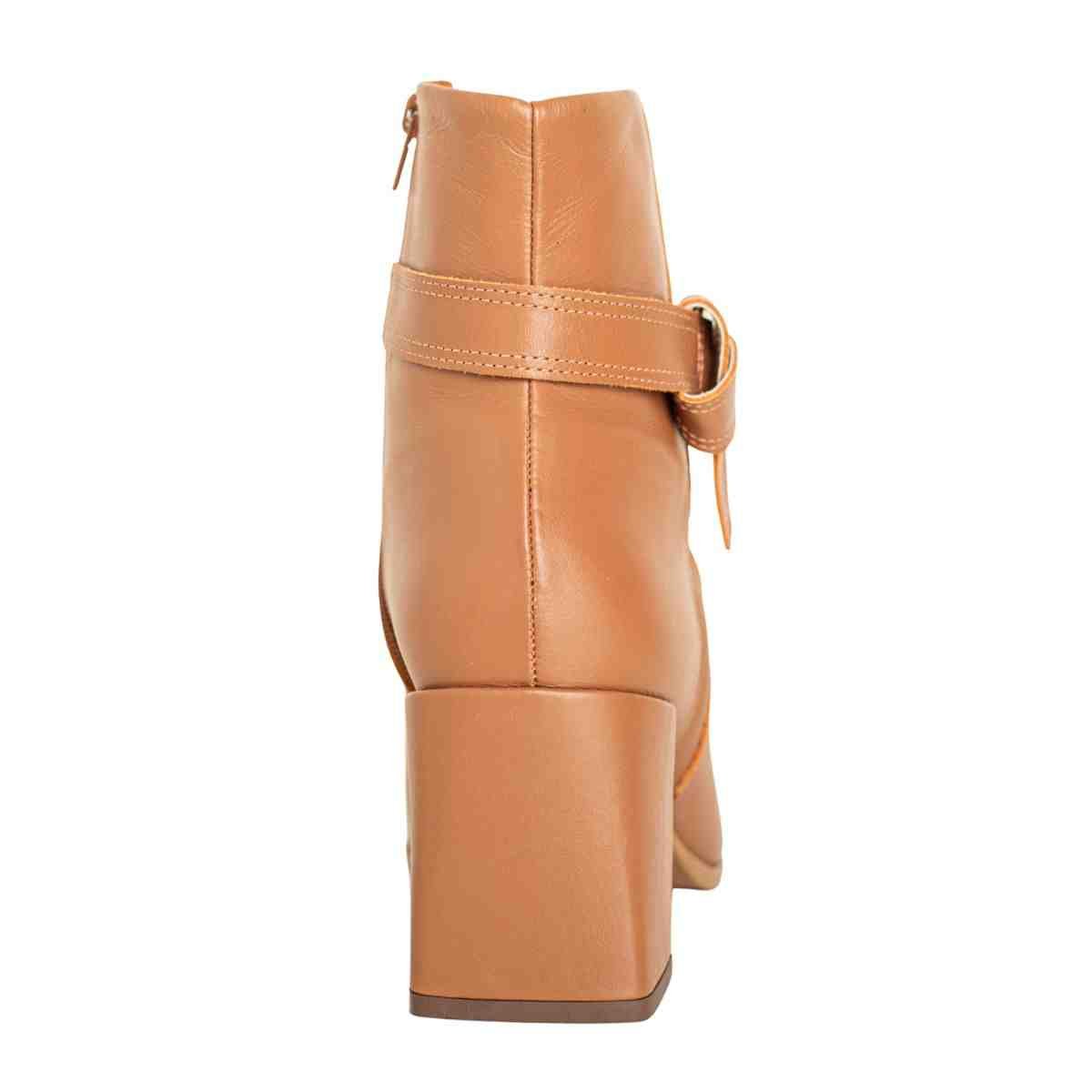 Bota Feminina Dm Cano Médio Em Couro Com Salto Bloco Veneto Caramelo Caramelo 4
