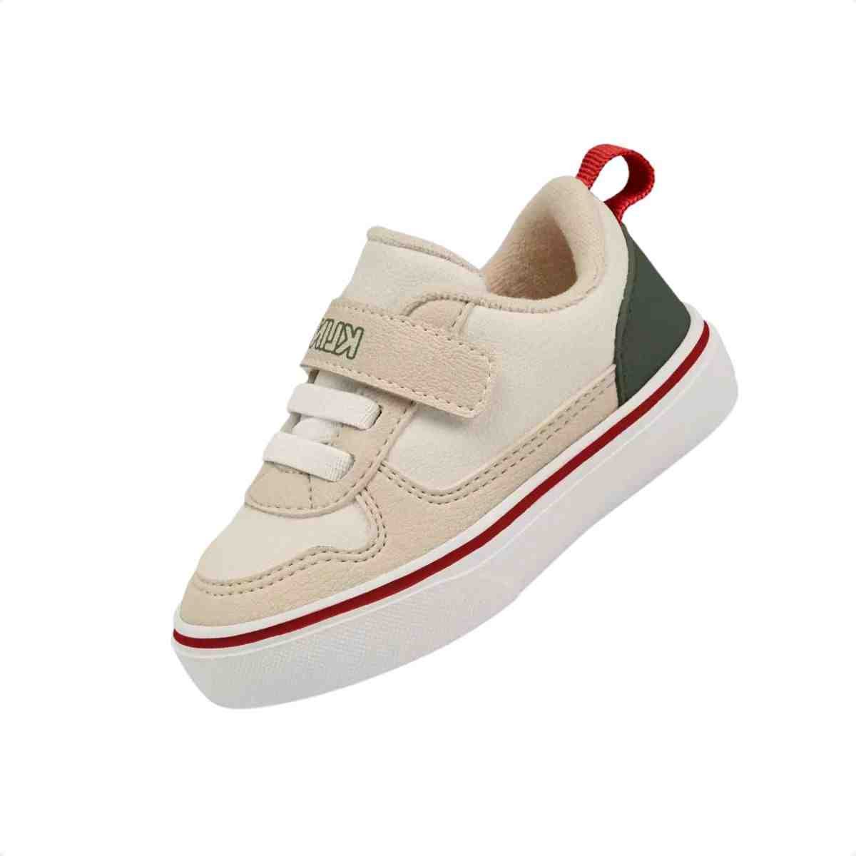 Tênis Casual Infantil Menino Klin  Branco Verde Militar Vermelho Bege 2