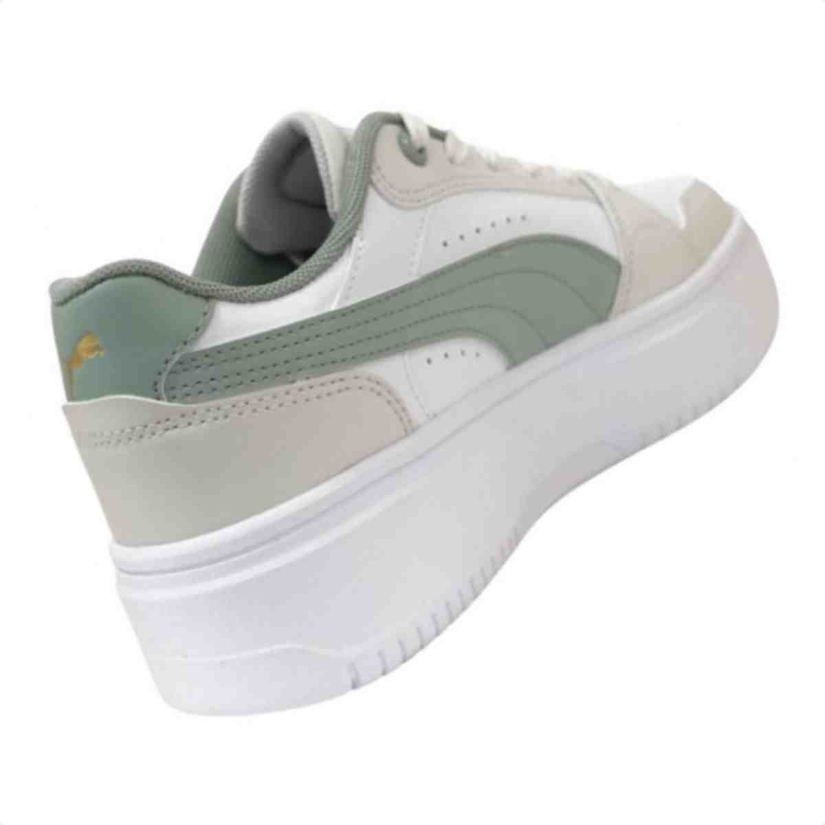 Tênis Casual Feminino Puma Rebound Me Low Branco Branco/Verde 5