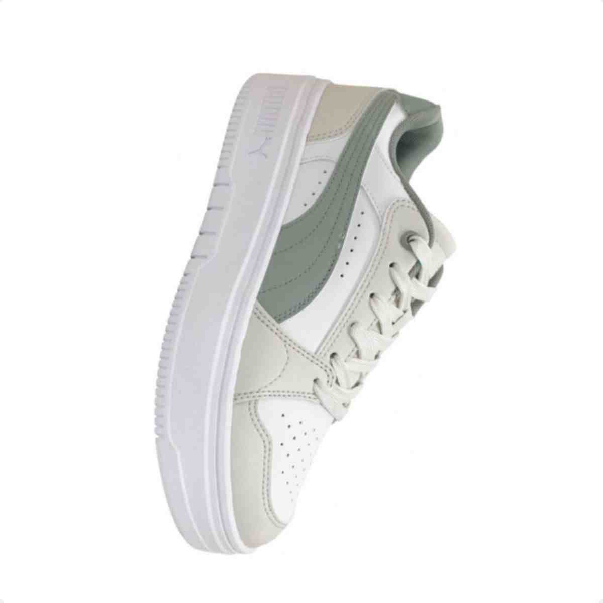 Tênis Casual Feminino Puma Rebound Me Low Branco Branco/Verde 7