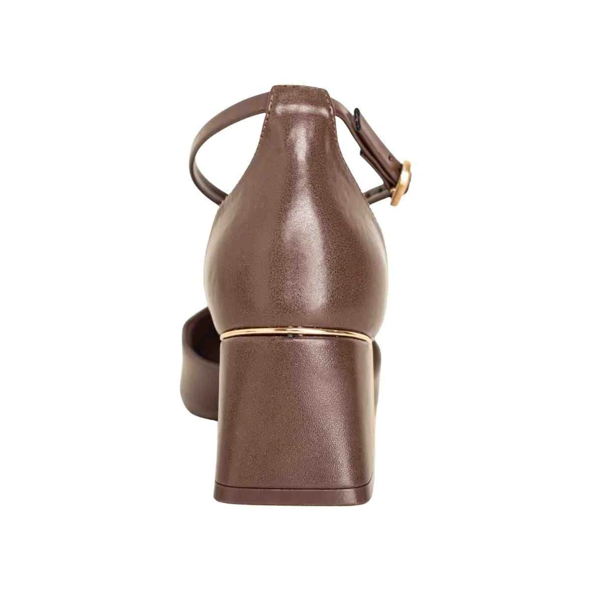 Scarpin Feminino Dm Salto Bloco Com Fivela Marrom Expresso Marrom 4