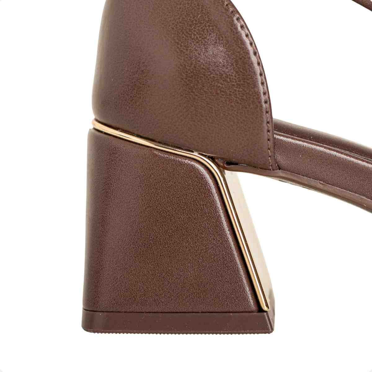 Scarpin Feminino Dm Salto Bloco Com Fivela Marrom Expresso Marrom 7