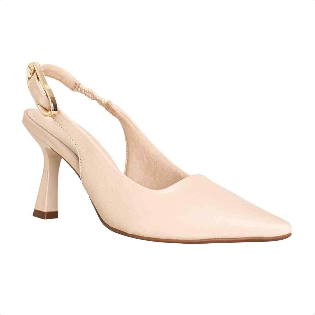 Slingback Feminino Dm Salto Médio Aveia Bege 2