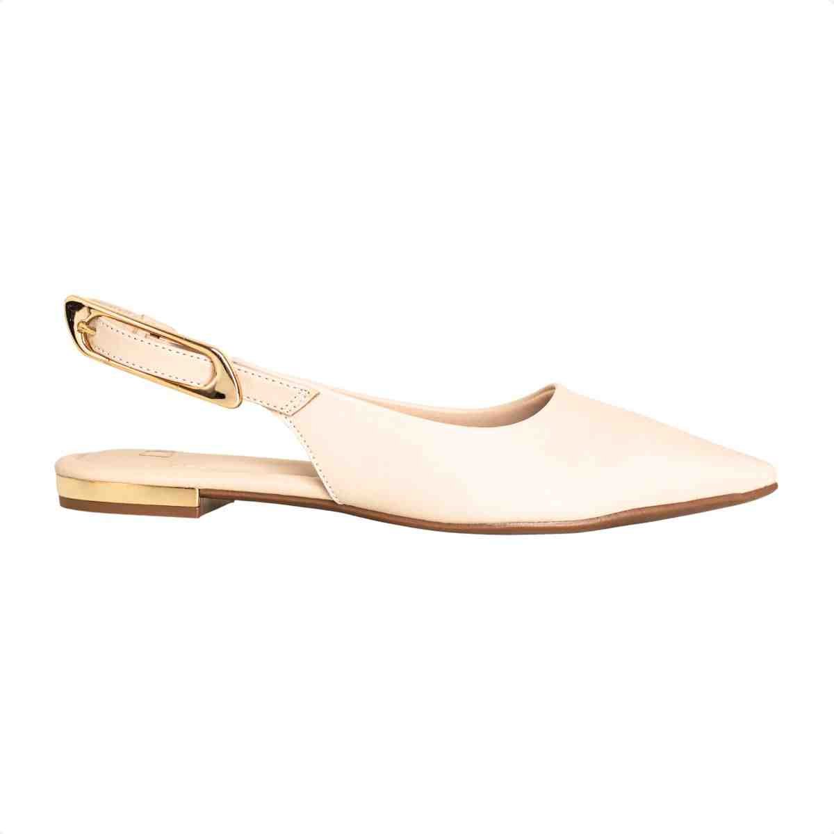 Slingback Feminino Dm Salto Baixo Nude Aveia