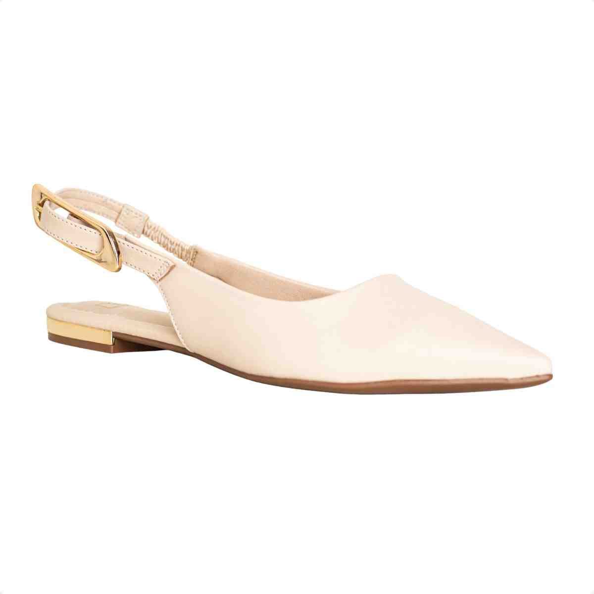 Slingback Feminino Dm Salto Baixo Nude Aveia Bege 2