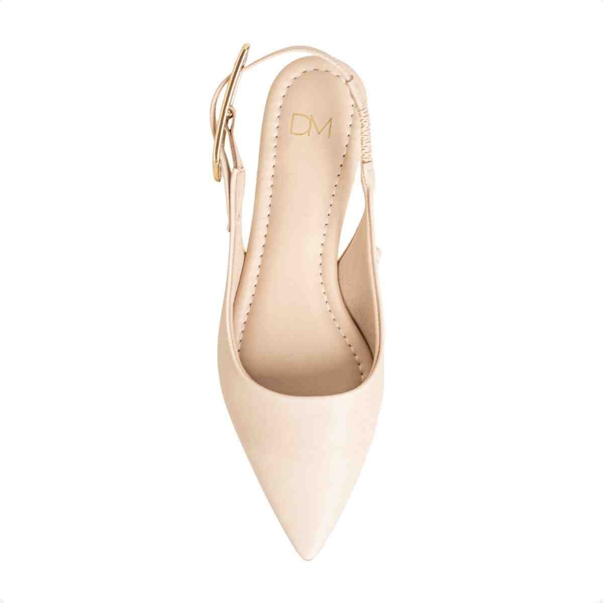 Slingback Feminino Dm Salto Baixo Nude Aveia Bege 6