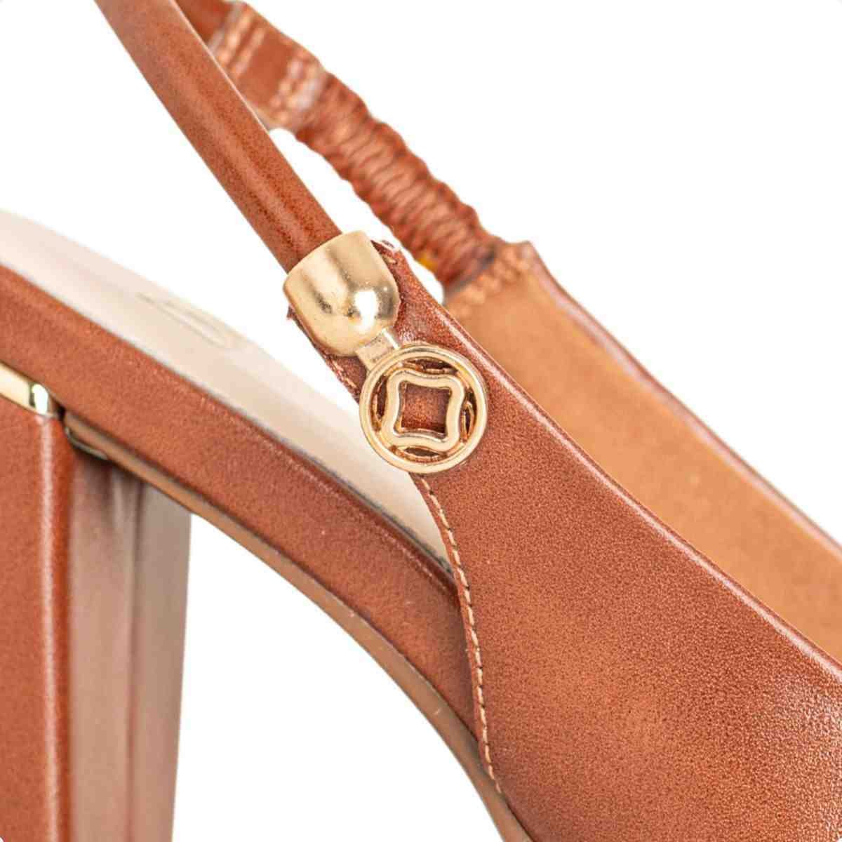 Slingback Feminino Dm Salto Bloco Caramelo Pecan Marrom 3