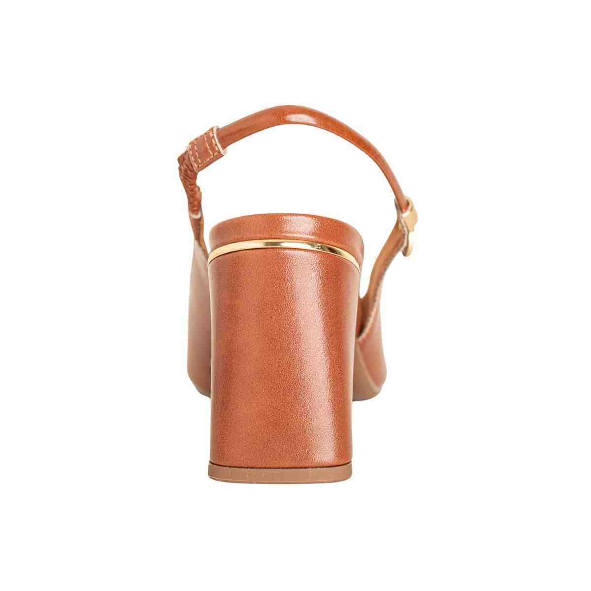Slingback Feminino Dm Salto Bloco Caramelo Pecan Marrom 4