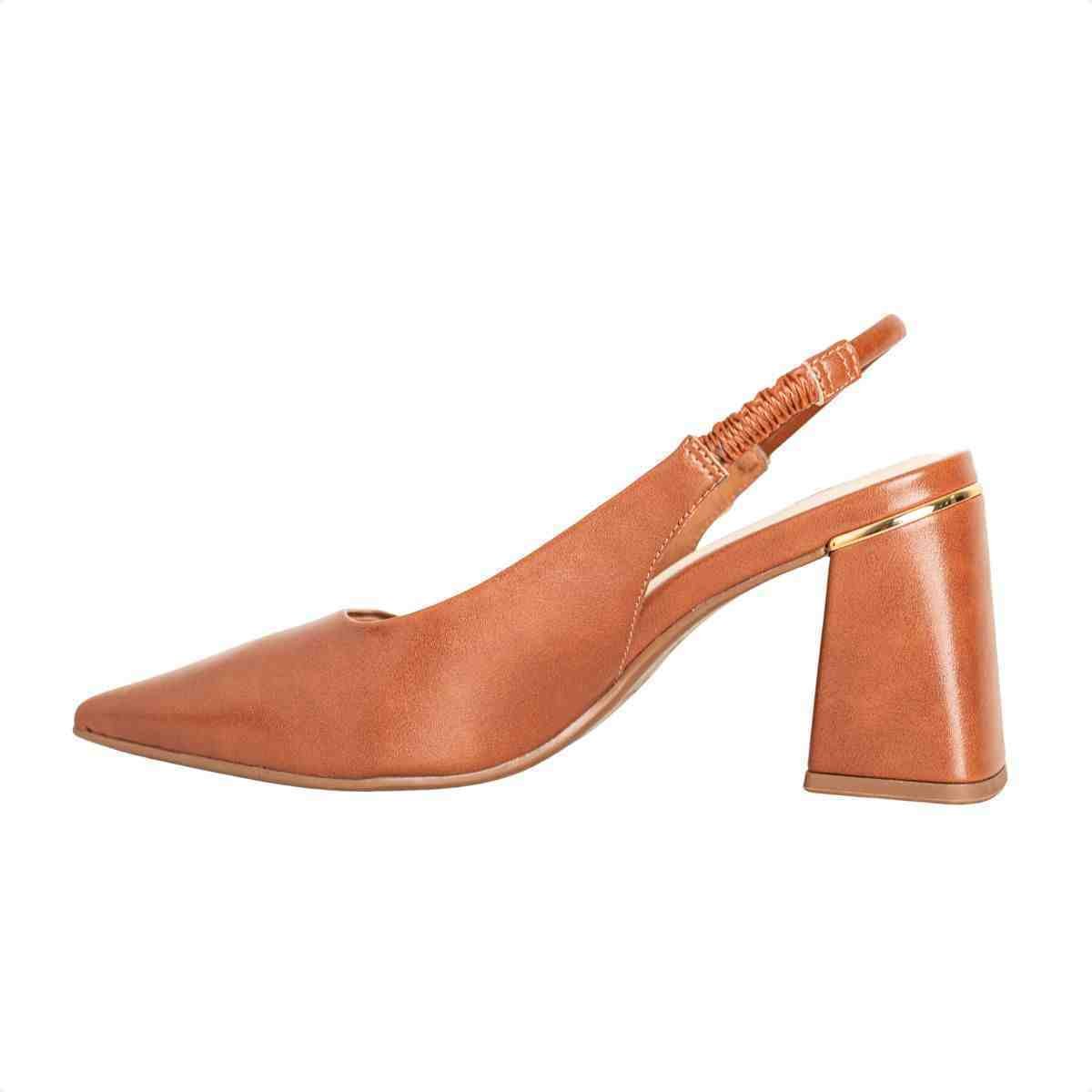 Slingback Feminino Dm Salto Bloco Caramelo Pecan Marrom 5