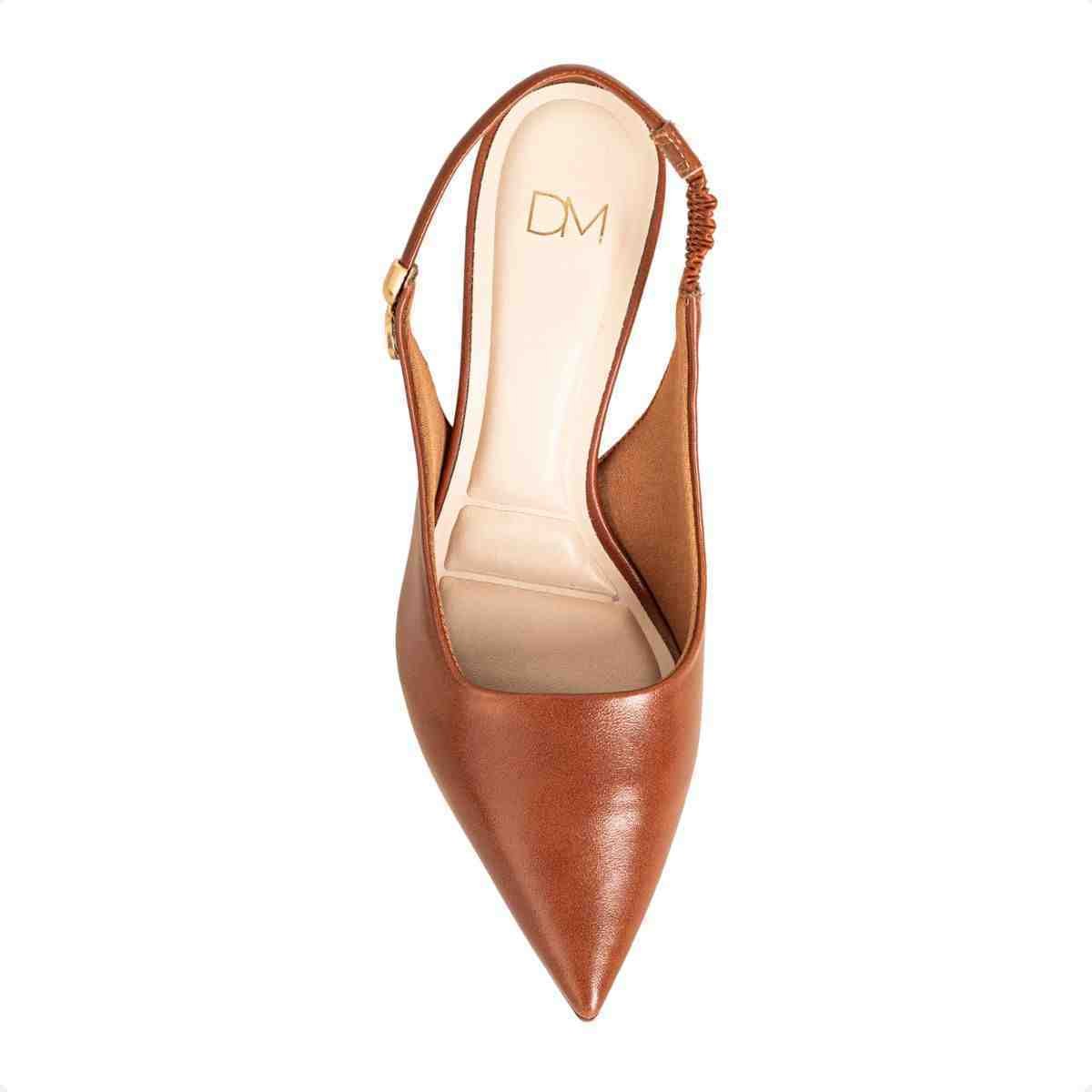 Slingback Feminino Dm Salto Bloco Caramelo Pecan Marrom 6