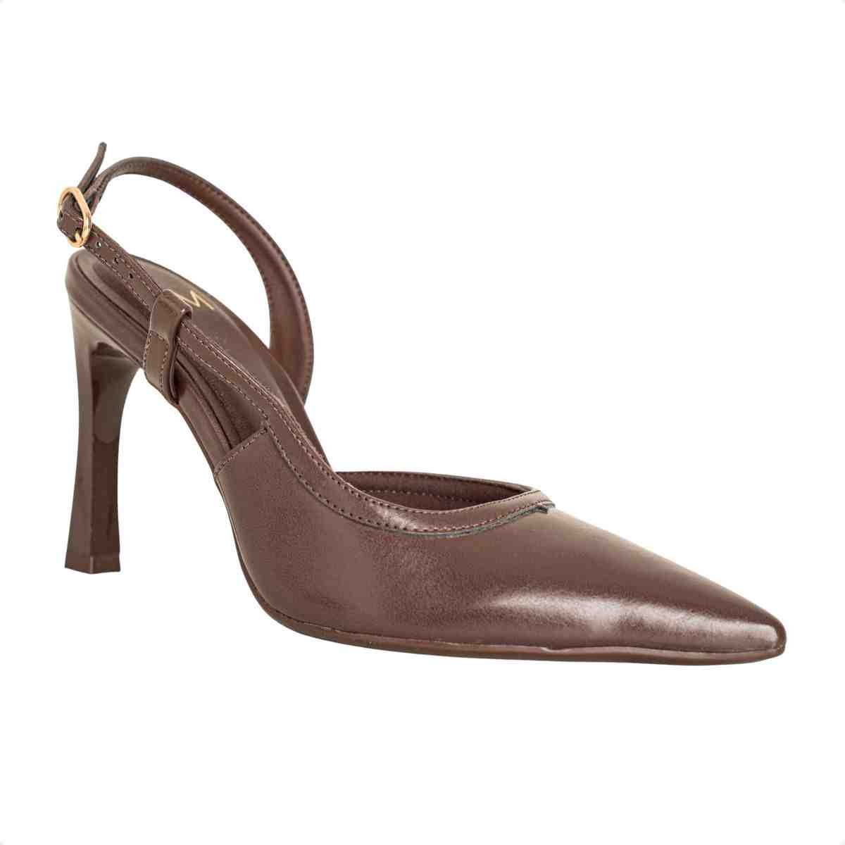 Slingback Feminino Dm Bico Fino Salto Alto  Marrom Expresso Marrom 2