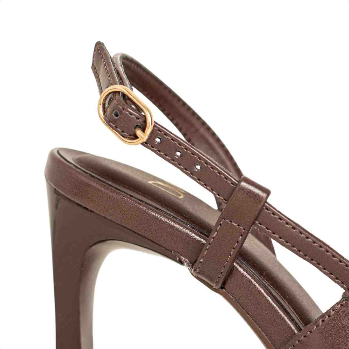 Slingback Feminino Dm Bico Fino Salto Alto  Marrom Expresso Marrom 3